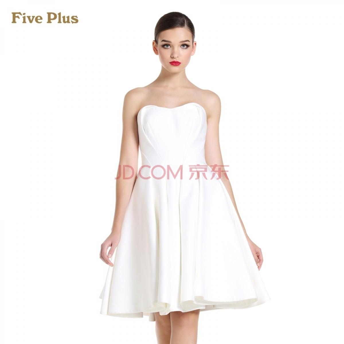 Five Plus新女春装纯色修身高腰抹胸连衣裙小礼服2144086120 米白010 M