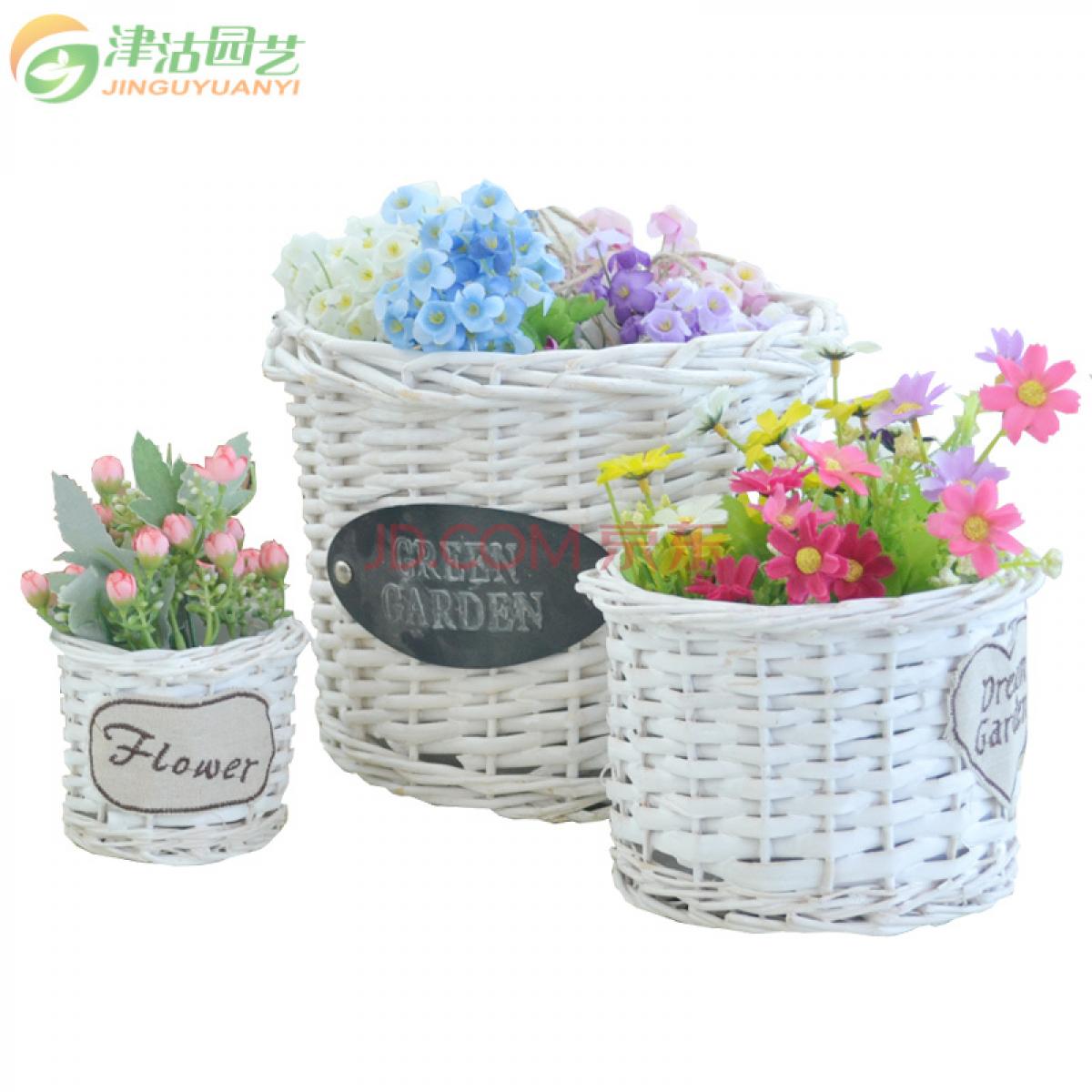 津沽园艺 园艺用品 藤编复古田园花桶器具系列 柳编花盆容器 大小颜色多规格可选1个