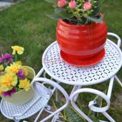 津沽园艺 园艺花架 铁艺花架子花盆架 中等欧式落地盆架 多层铁艺阳台花架 1套